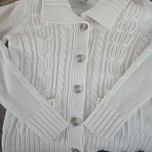 St. John's Bay Cream Cable Knit Button-Front Cardigan